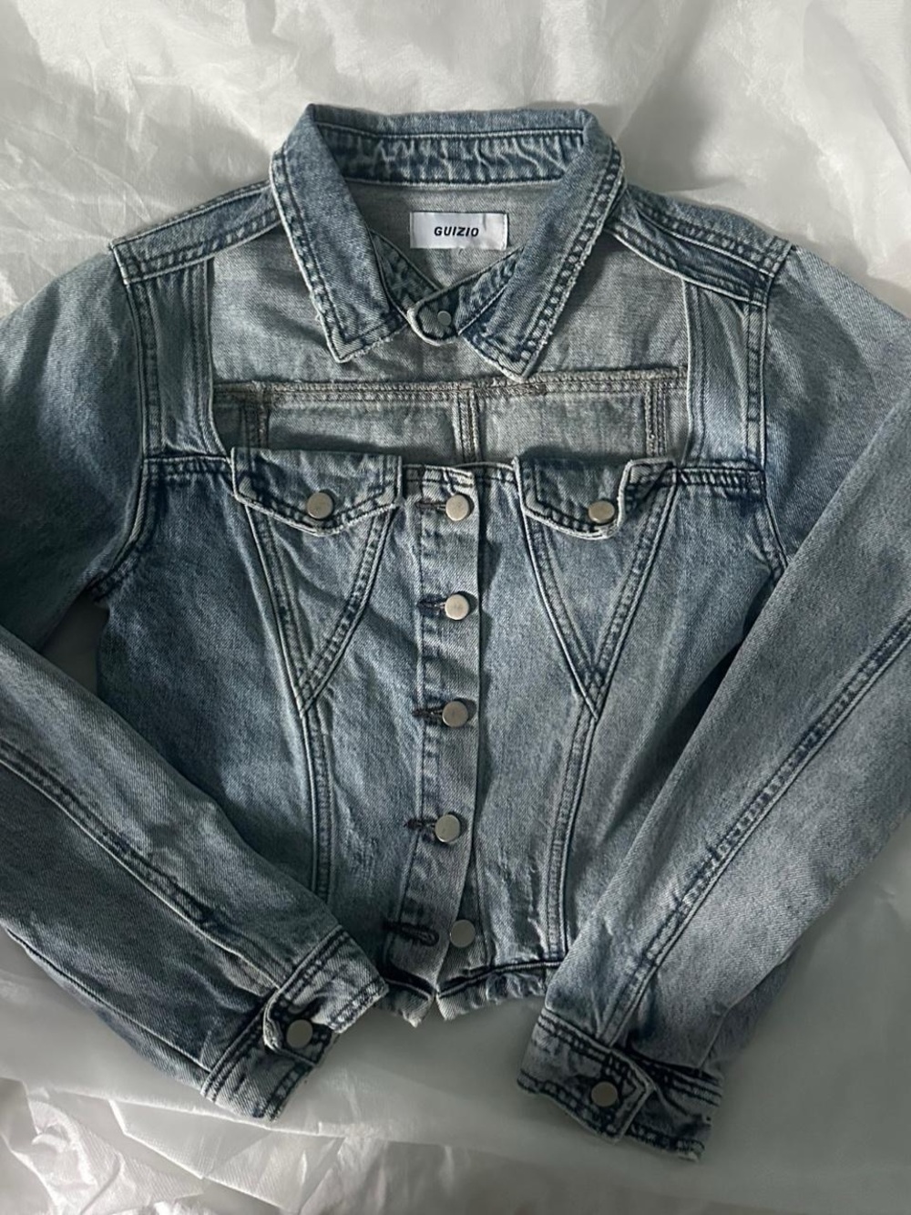 GUZIO Washed Light Blue Denim Jacket